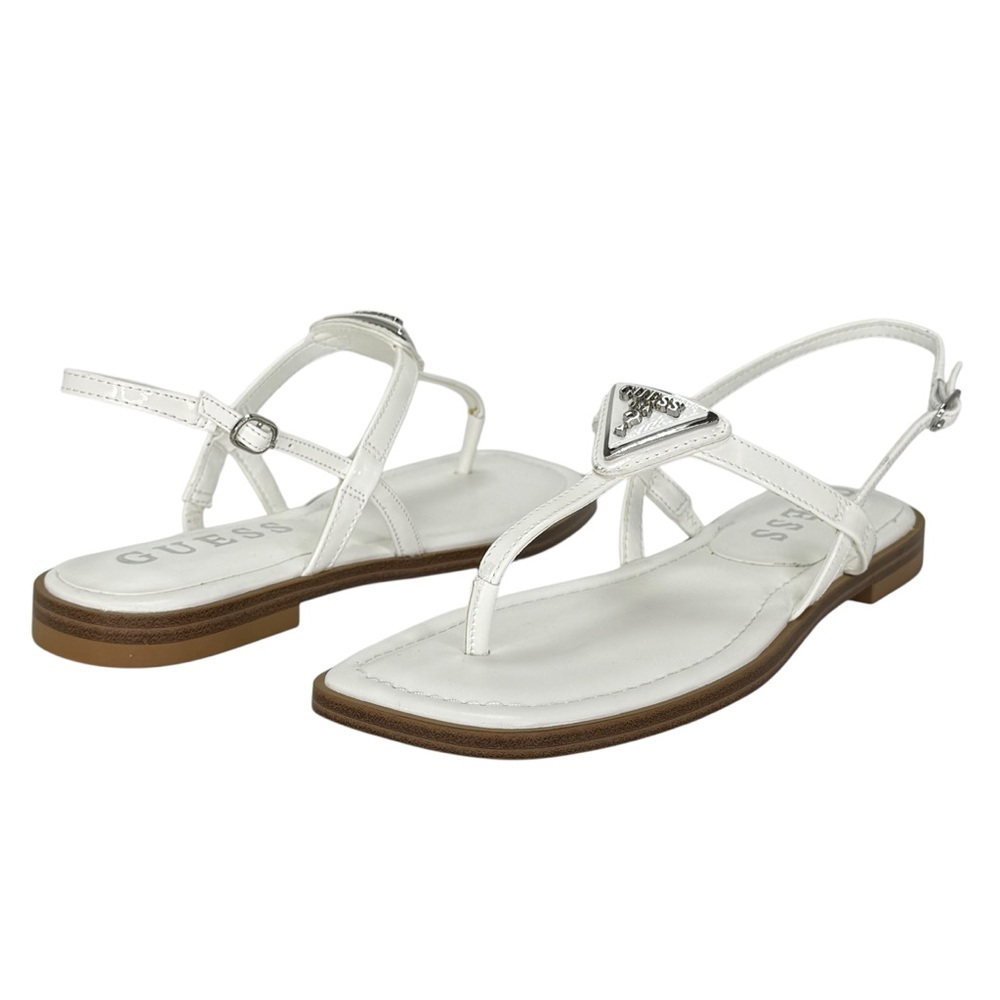 Guess Los Angeles Rainey White Patent Leather Womens Thong Sandals Size 6.5M - Picture 9 of 11
